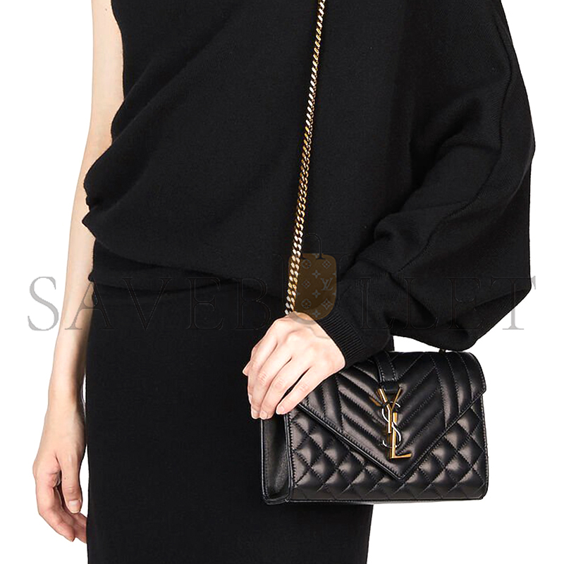YSL ENVELOPE SMALL IN MIX MATELASSÉ QUILTED LEATHER 600195AABZO1025 (21*13*6cm)